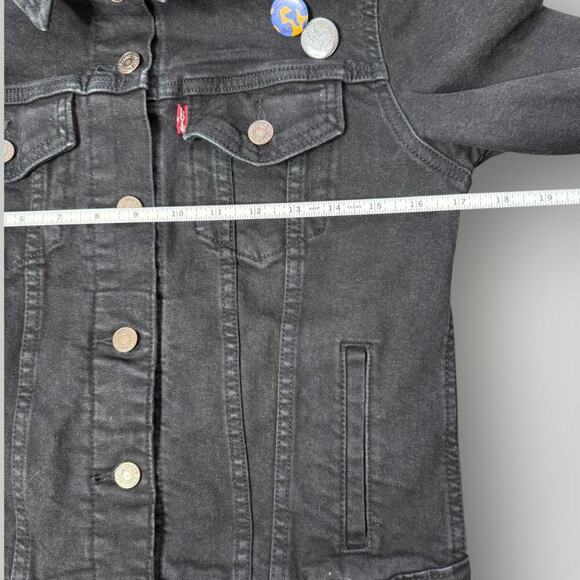 Levi's Women Slim Fit Original Trucker Jeans Jacket Inside Pockets Black sz S - Picture 12 of 12